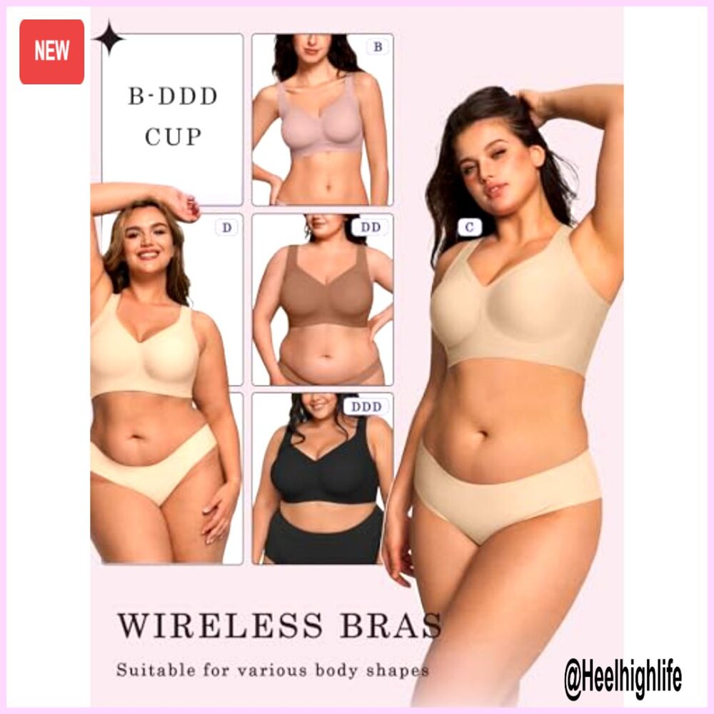 Wireless Plus Size Full Coverage Bra Seamless Sup… - image 5